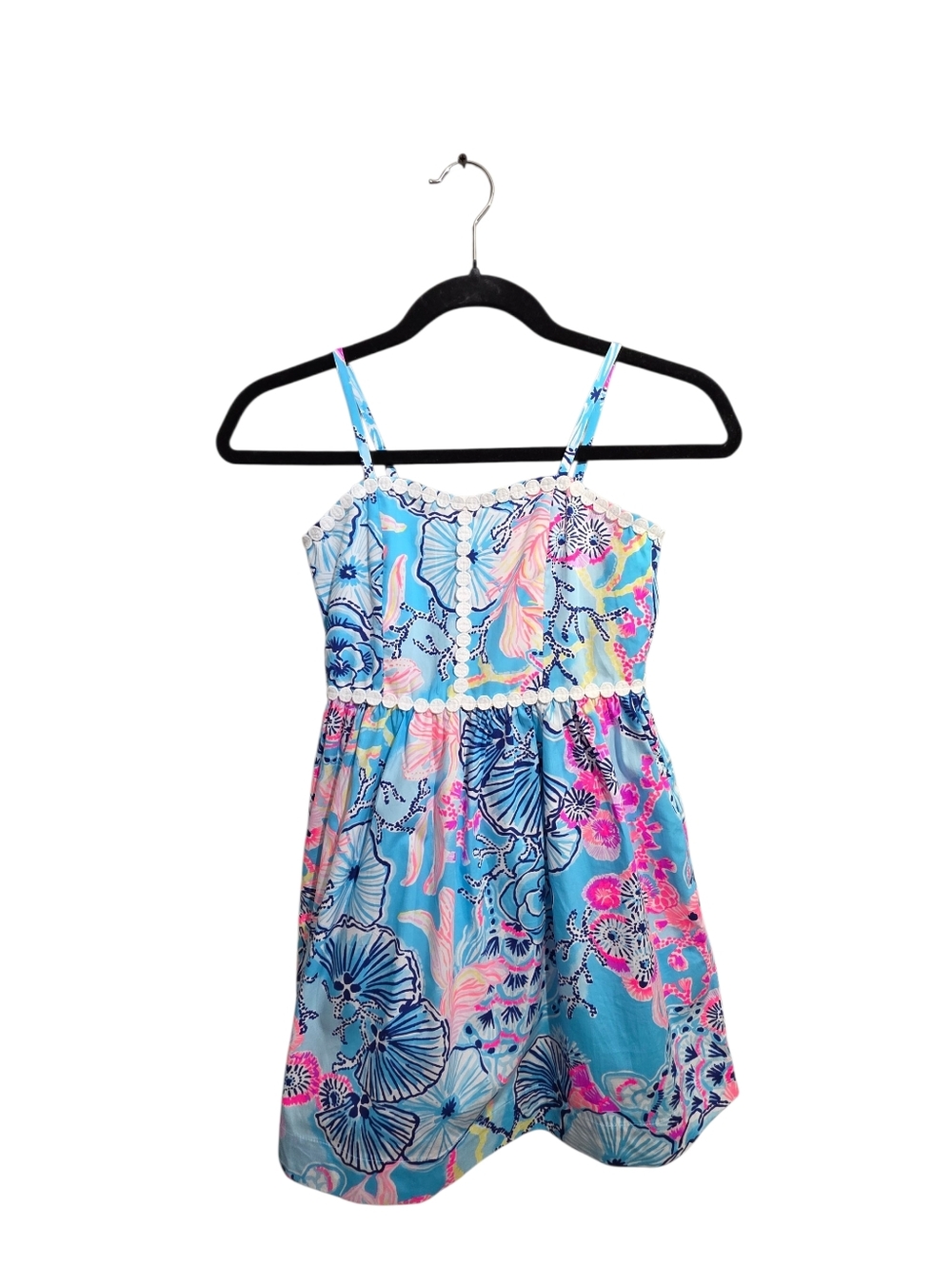 Lilly Pulitzer Mini Haylan Dress Blue Bali Tropical Preppy Coastal Girls Size 7
